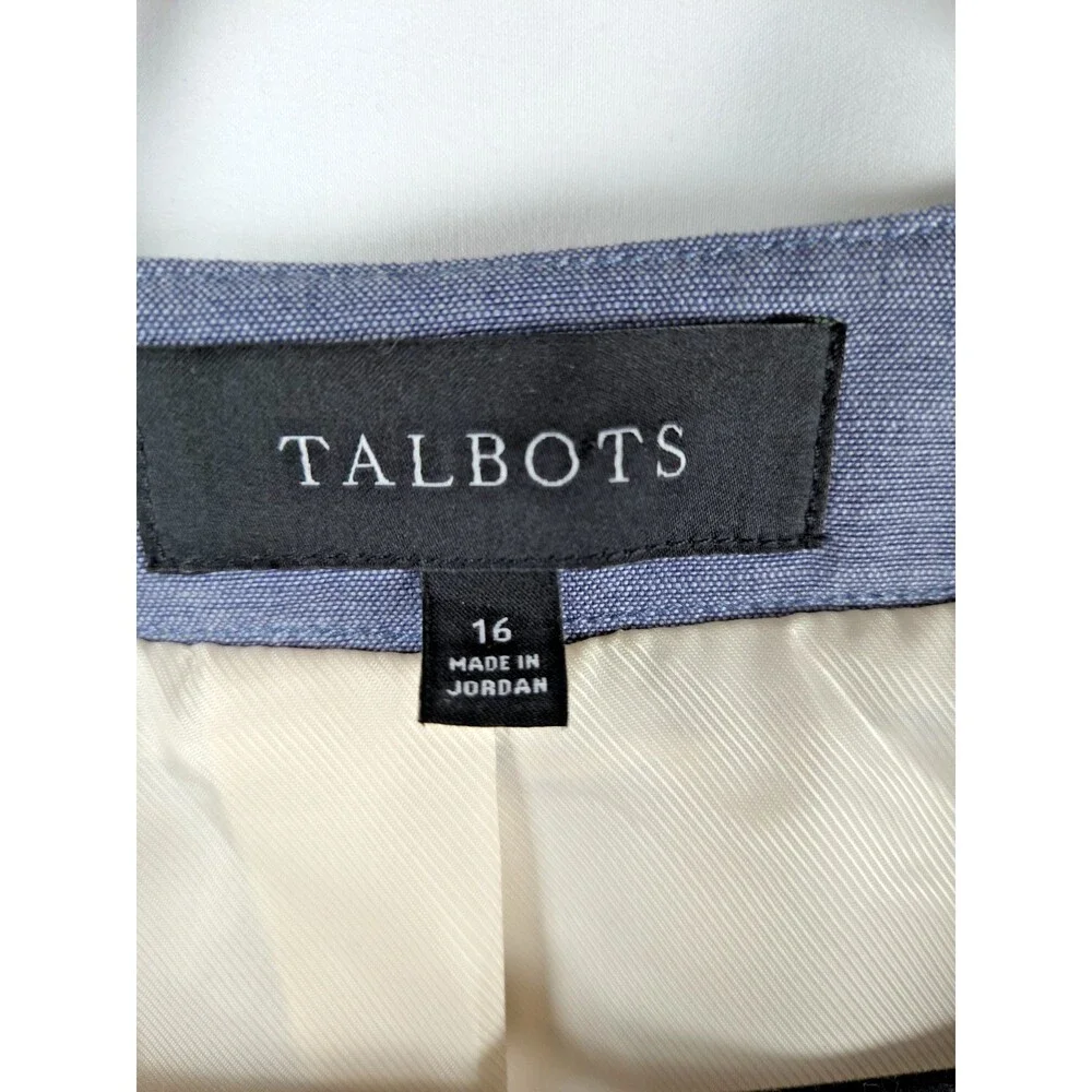 Talbots Tweed Jacket Blazer 16 Multicolor Plaid Gold Button Crop Long Sleeve - Picture 7 of 9